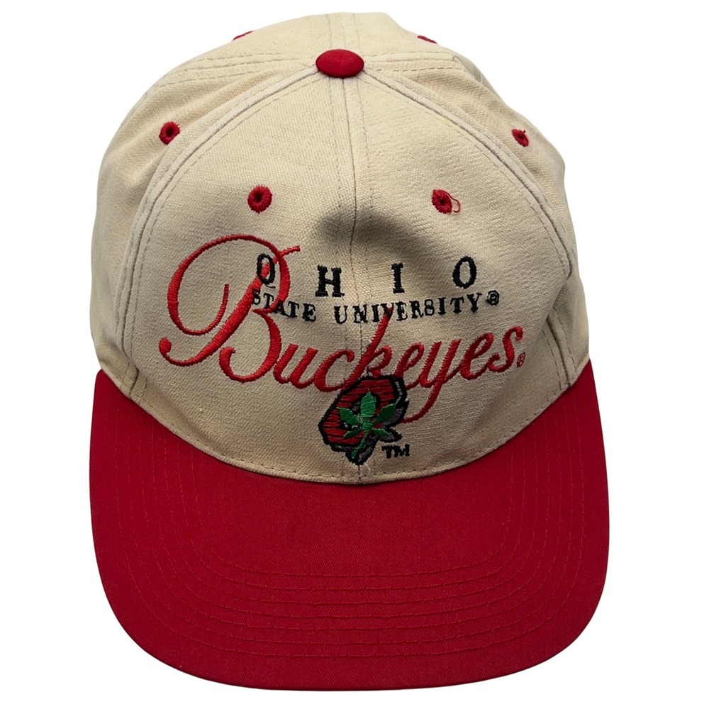 Ohio State University Buckeyes Hat Outdoor Cap Tan Red Adjustable Vintage Style